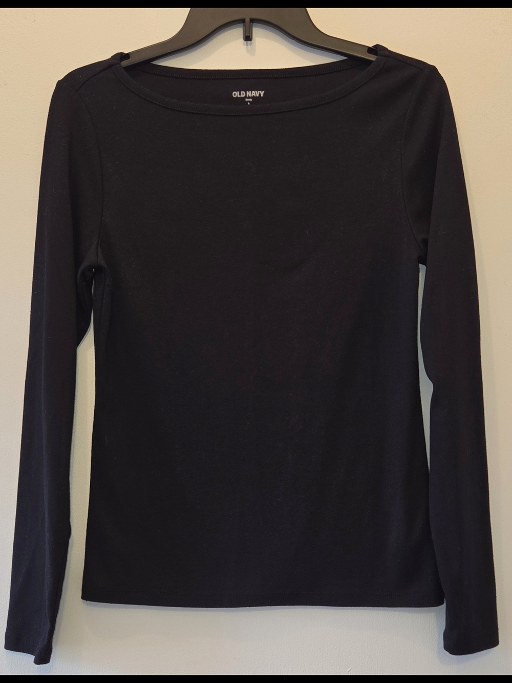 Old Navy Women's Black Long-Sleeve Boatneck Top